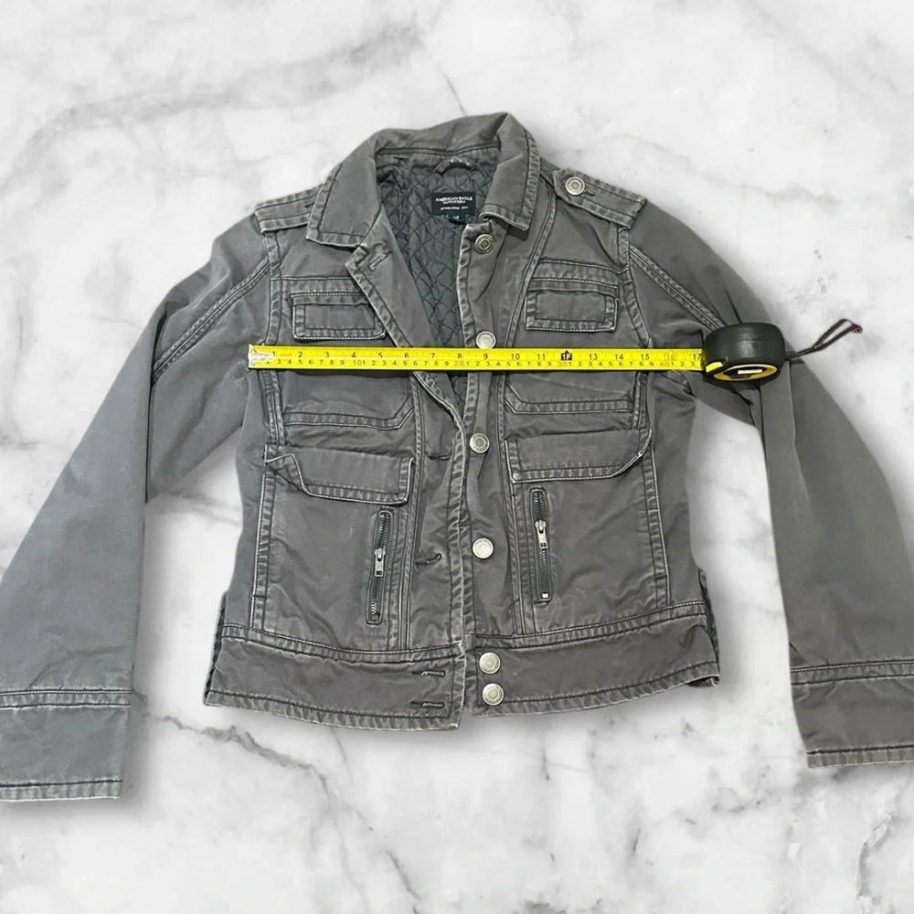 Gray Utility Military Jacket Women’s Small Lightweight Cargo Coat